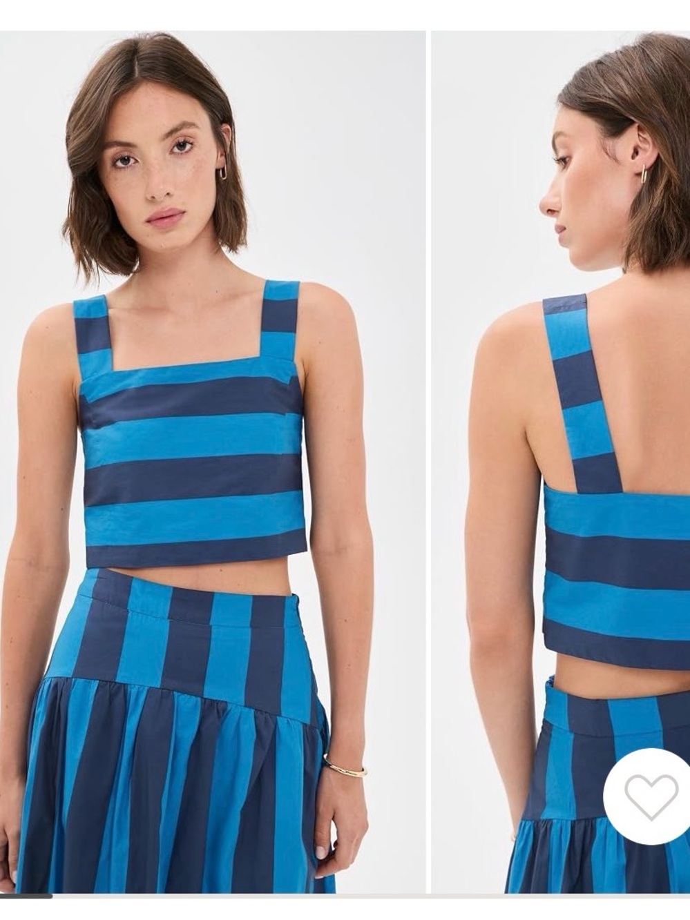 English Factory - Blue Striped Square-Neck Crop Top - xs